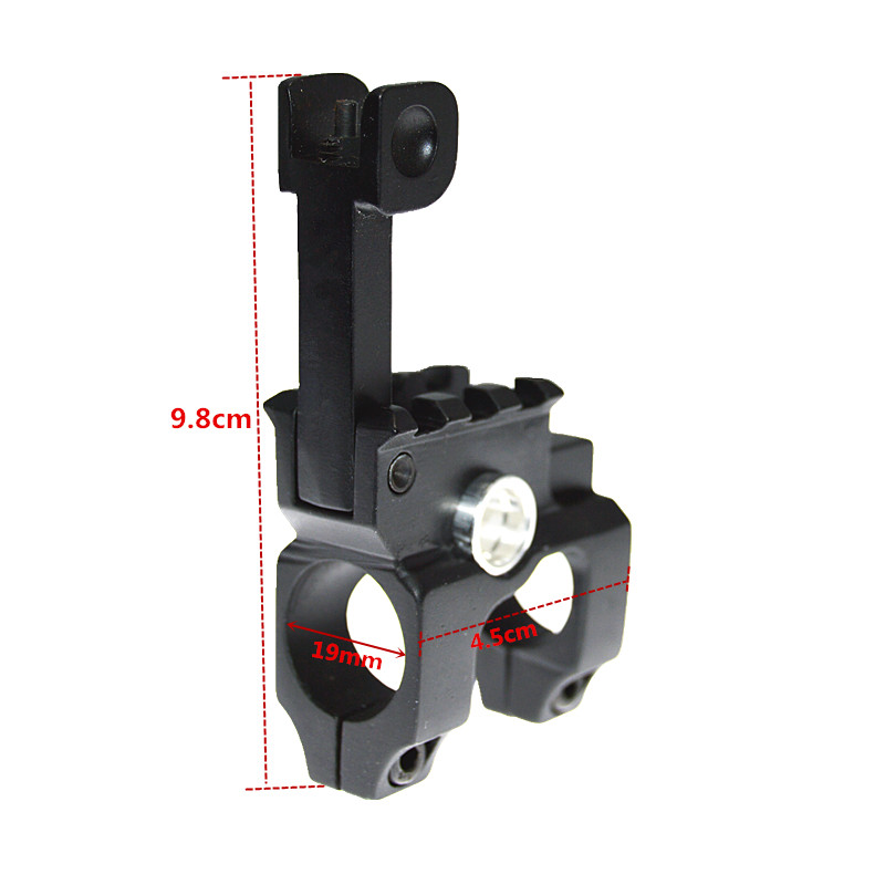 Tactical CNC Flip-Up Folding Front Iron Sight with Clamp-On Gas Block Mount and sling swivel for Hunting Airsoft AR15 /M4/15/16