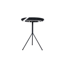 Black Marquina Natural Marble Top Side Table