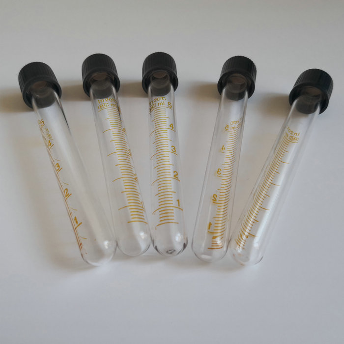 10pcs/lot 5ml Scale Line Screw Caps Graduated Glass Test Tubes Round Bottom centrifuge tube for School Laboratory