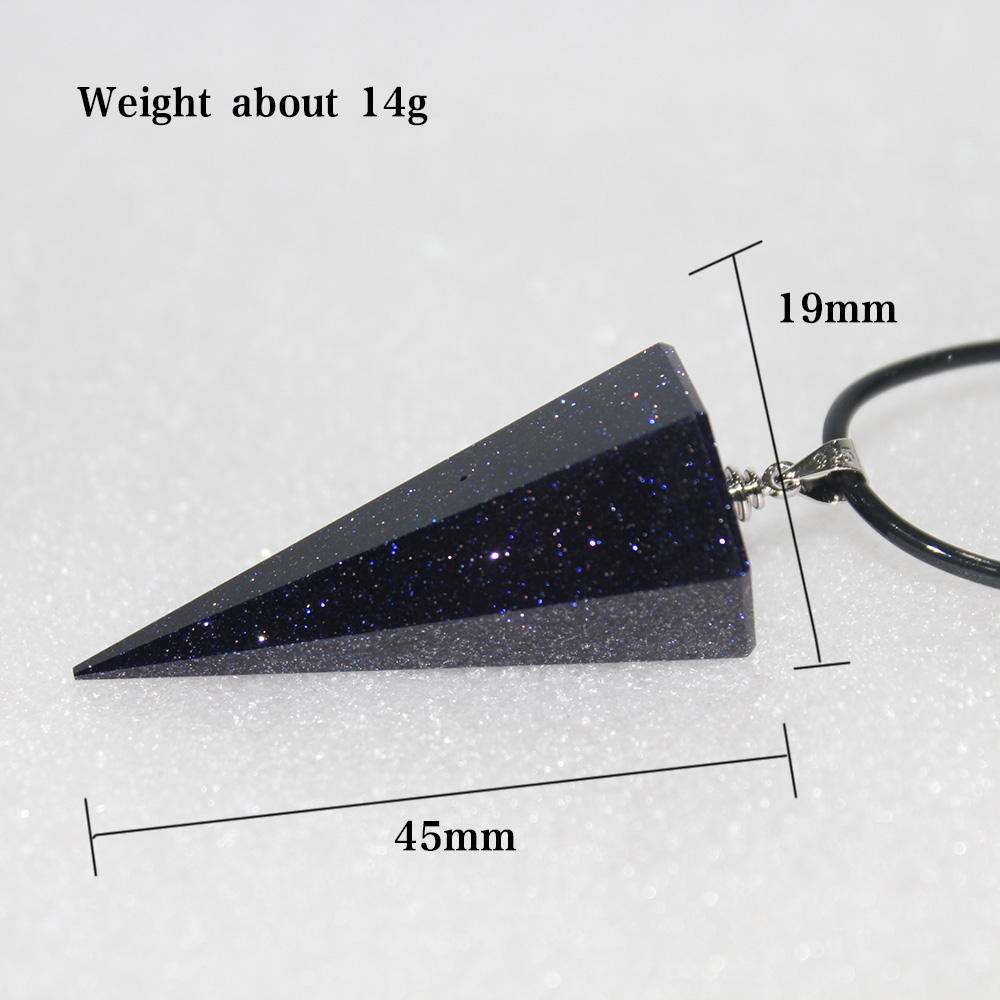 Wholesale Polyhedral cone Pendulum Natural Blue Sandstone Pendant NecklaceTransfer Luck Beads Men or Women Jewelry