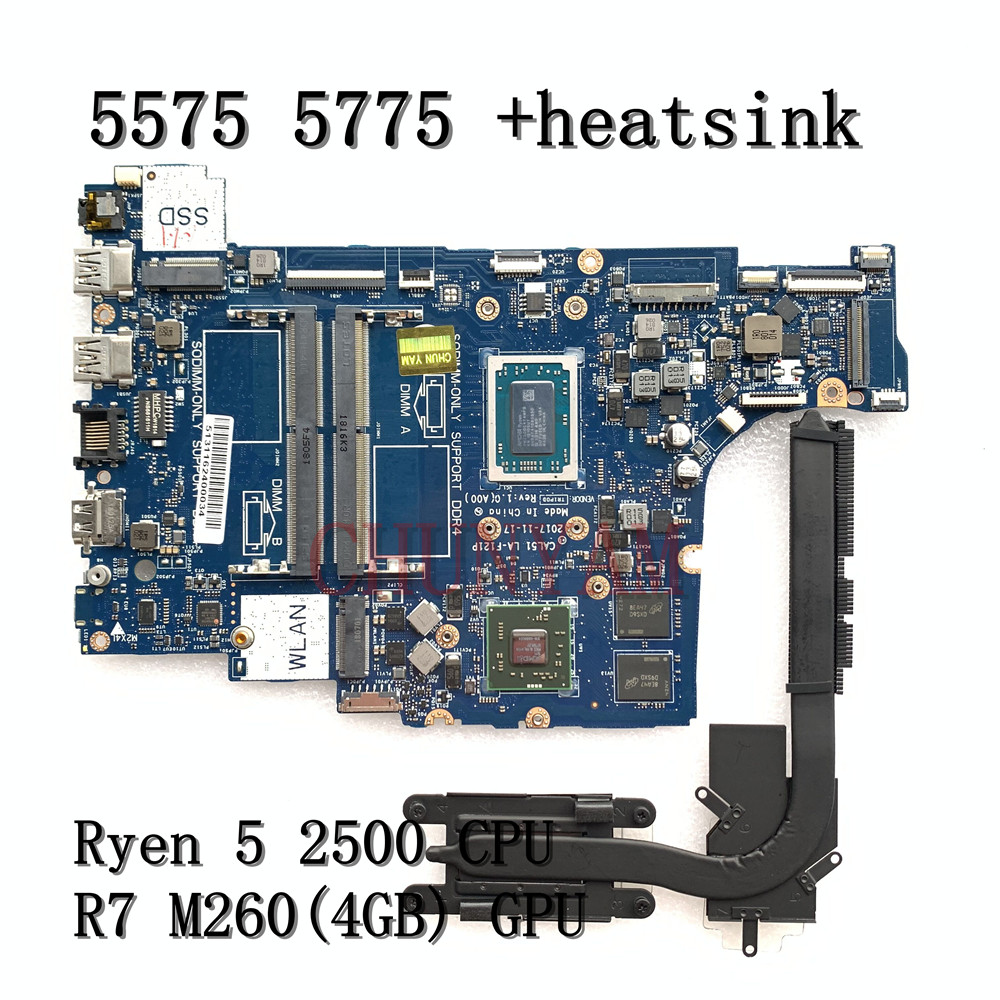 R5 2500 CPU FOR DELL INSPIRON 5575 5775 Laptop Motherboard CAL51 LA-F121P R7 M260(4GB)GPU +Heatsink CN-0THTD8 THTD8 Mainboard