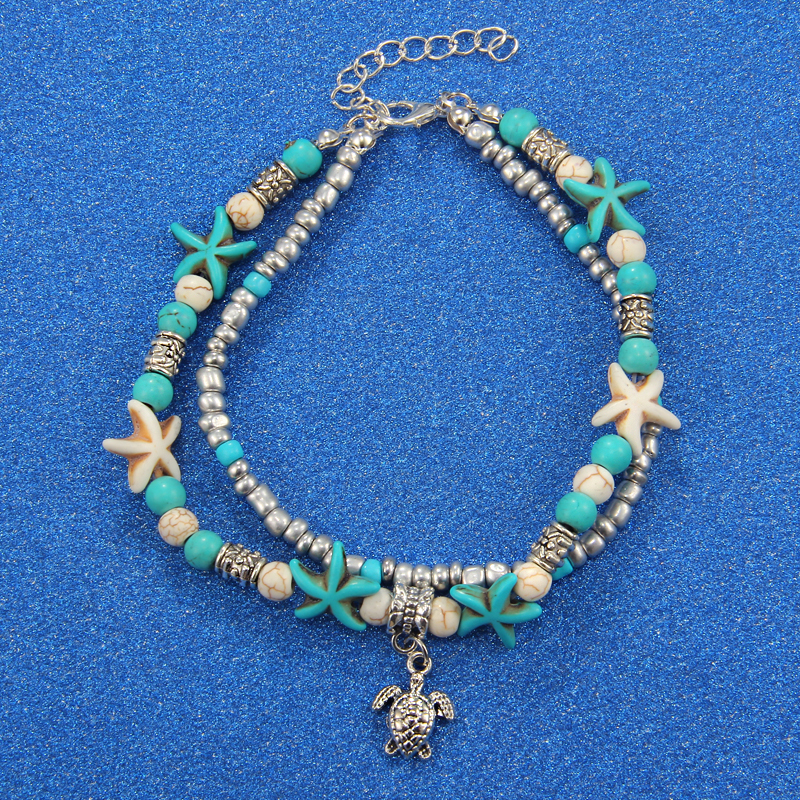 Shell Beads Starfish Tortoise Anklets for Women Beach Anklet Leg Bracelet Handmade Bohemian Foot Chain Boho Jewelry Sandals Gift