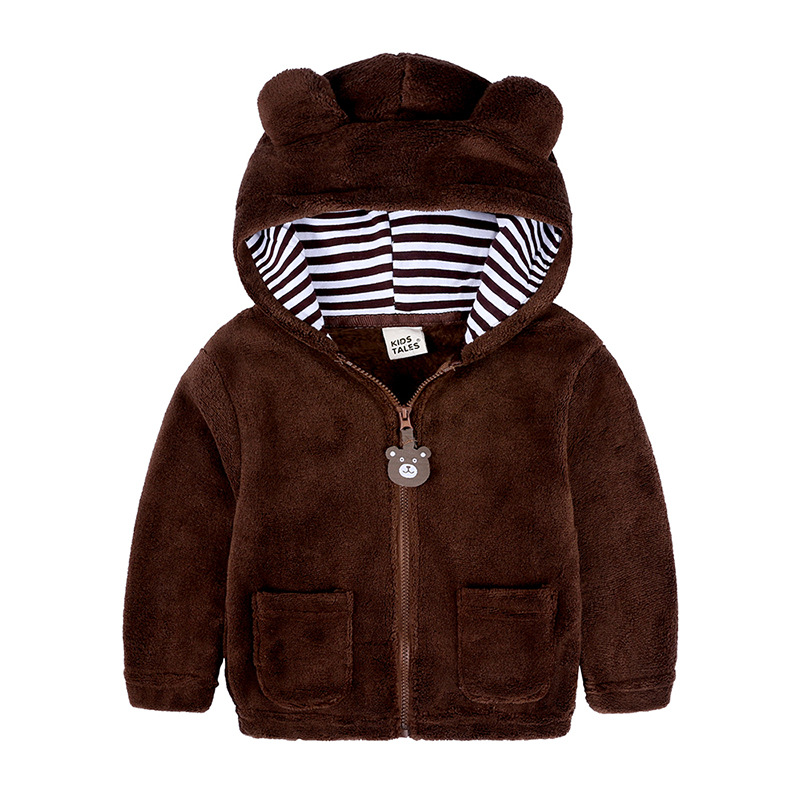 Autumn Fleece Baby Hoodie Cute Animal Hooded Jacket For Boys Girls Infant Kids Outfit