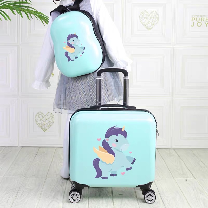 Kids travel suitcase on wheels 18'' children trolley luggage bag Cartoon luggage set Cute carry on Cabin suitcase backpack girls