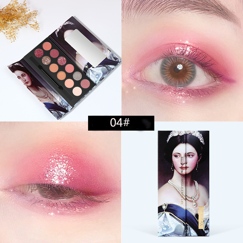 12 Colors Nobility Oil Painting Eyeshadow Palette Waterproof Holographic Shiny Matte Pigment Eye Shadow Pallete Eye Make Up