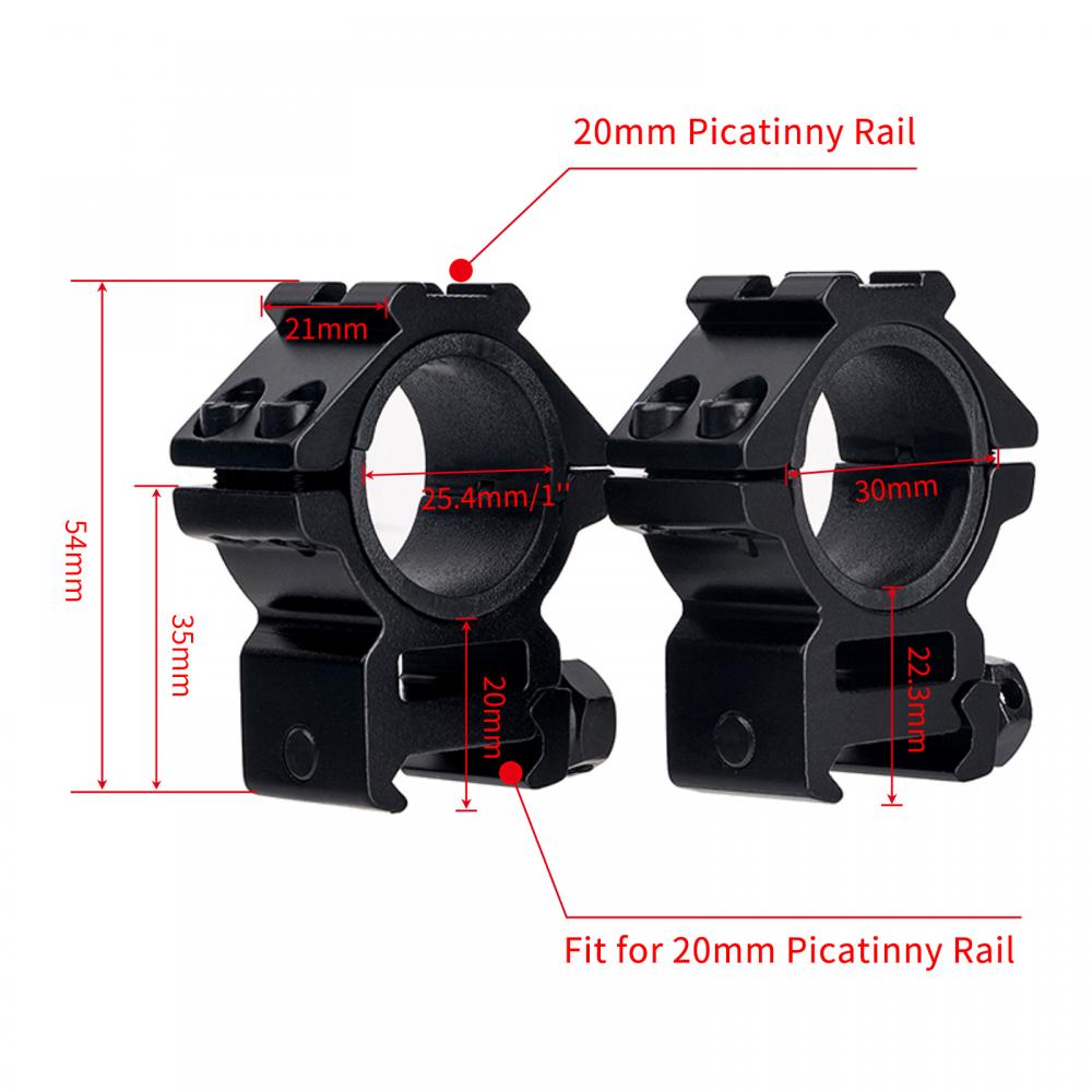 Tactical Medium Picatinny Scope Mount Rings 1inch&30mm