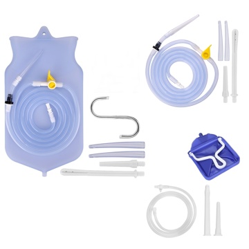 1.6/2L Enema Bucket Kit Silicone Stainless Steel Enema Bag Nozzle Washing Colon Anal Cleansing Feminine Hygiene Care Detox