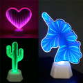 3D Flamingo Unicorn Light Tunnel Lamp Mirror Abyss Effect Night Light AA Battery Led Kids Bedroom Lamp Home Novelty Decor Light