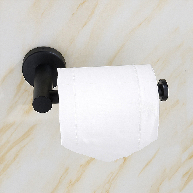 Black Toilet Paper Holder 304 Stainless Steel Wall Mounted Nail/ Adhesive Bathroom Lavalory WC Roll Holders Tissues Hanging Rack