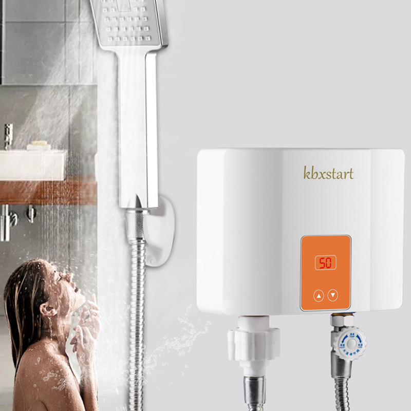 Instant Tankless Electric Water Heater Wall Mounted Water Heater Thermostat Fast Heating Hot Shower For Kitchen Bathroom 5500W