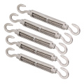 304 Stainless Steel European Style Hook & Hook M6 Turnbuckles Adjustable Wire Rope Tensioners Pack of 5