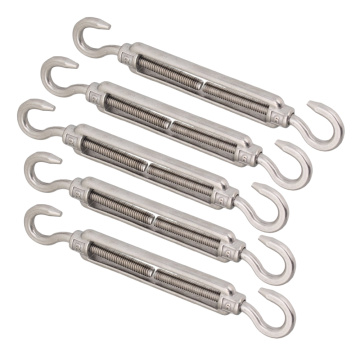 304 Stainless Steel European Style Hook & Hook M6 Turnbuckles Adjustable Wire Rope Tensioners Pack of 5