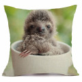 XUNYU Cute Sloth Pattern Linen Pillow Case Home Sofa Square Pillow Cover Animal Cushion Cover 45X45cm BT050
