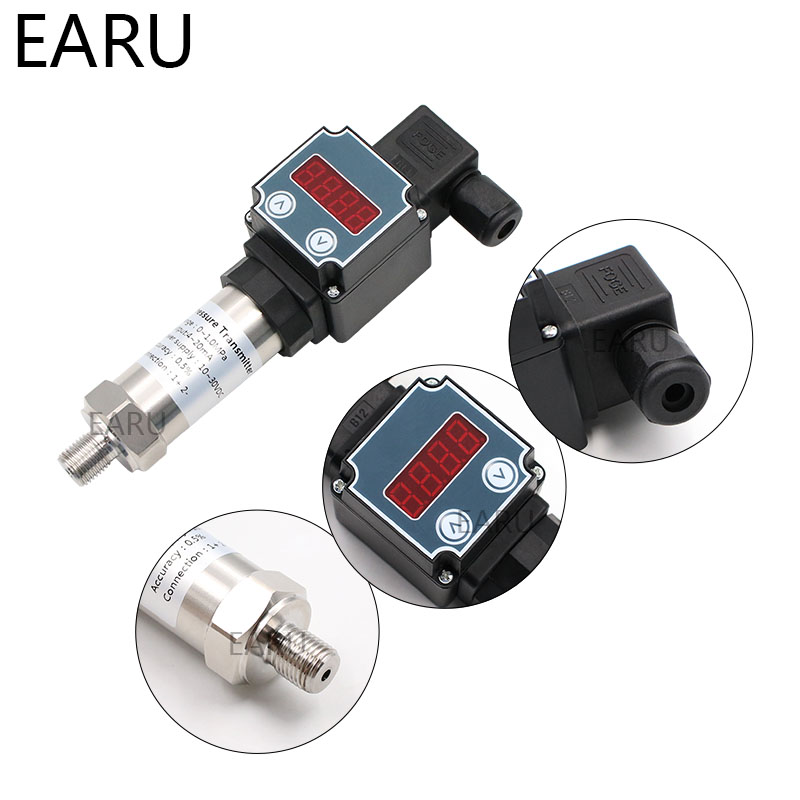 -1~0~10bar/16bar/6bar/25bar, 10-30VDC, G1/4, 4-20mA Output, 0.5%, Pressure Transmitter Pressure Transducer Sensor LCD Display