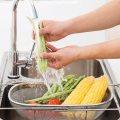 Stainless Steel Strainer Mesh Micro-Perforated Colander Draining Washing Rinsing for Fruits Vegetables Retractable Dishes Washer