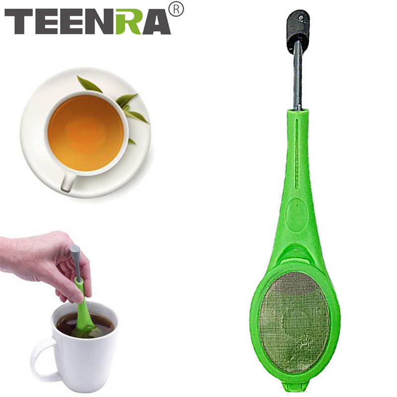 TEENRA Tea Infuser Built-in Plunger Plastic Tea Bag For Teapot Tea Strainer Filter Reusable Drinking Tools