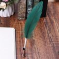 Vintage Feather Quill Dip Pen Holder Metal Fountain Pens Stand Office School Supplies Stationery Student Gift R9JA