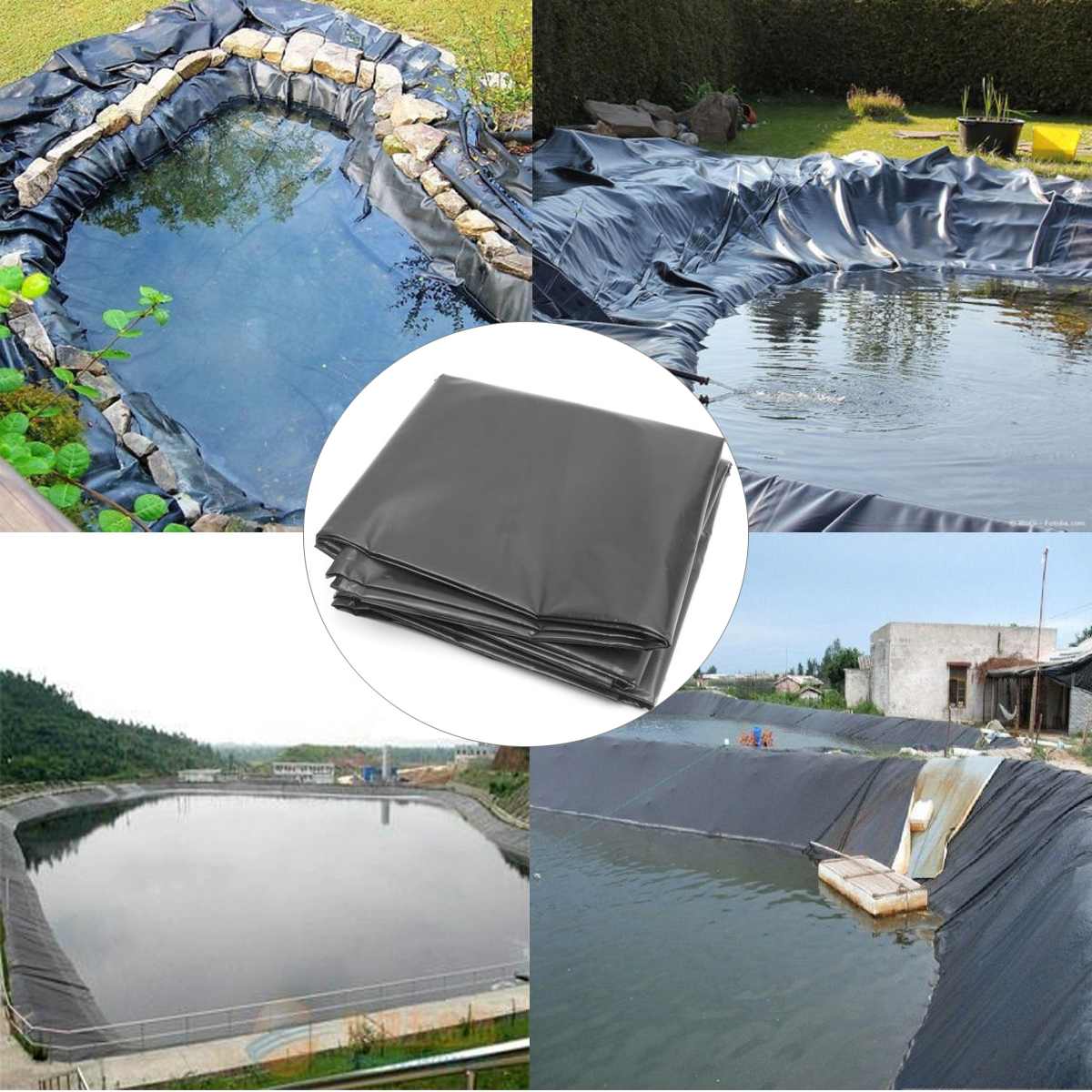 HDPE Rubber Fish Pond Liner Thicken Landscaping Waterproof Impermeable Membrane Pools Cover 4x4m/5x5m/7x7m Pool Pond Liners