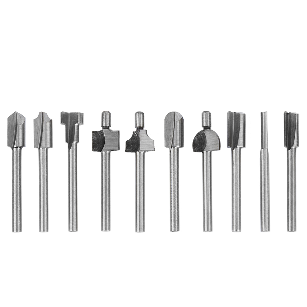 10pcs 1/8 Inch Wood Cutter Milling HSS Woodworking Router Bits For Dremel Rotary Tool Engraving Machine Milling Groove