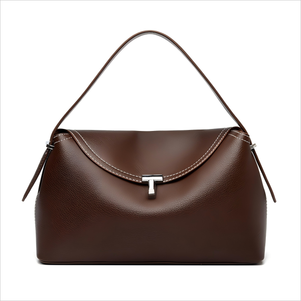Leather flip-top fashion handbag for women