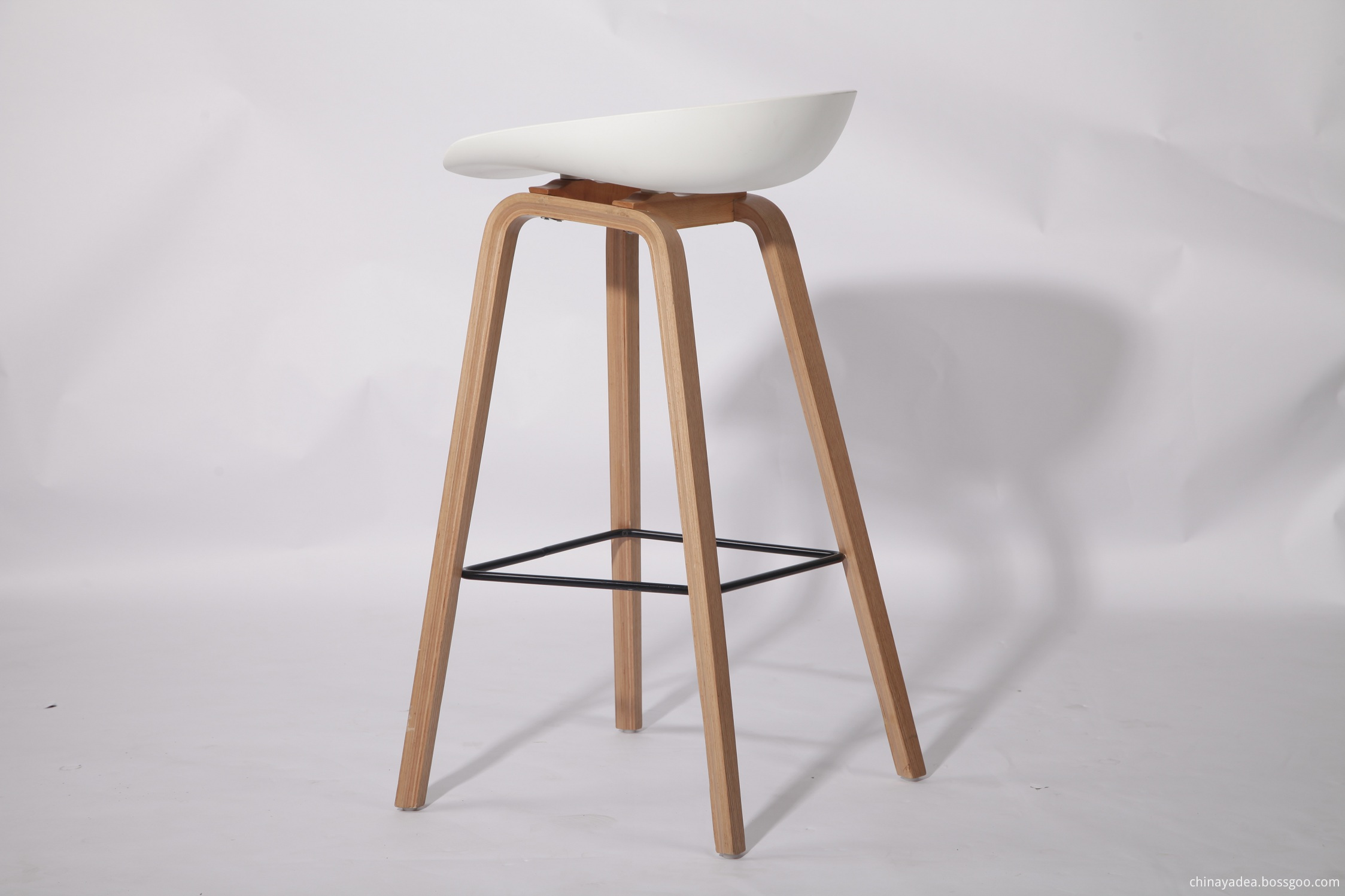 Wood Bar Stool Backless with Footrest