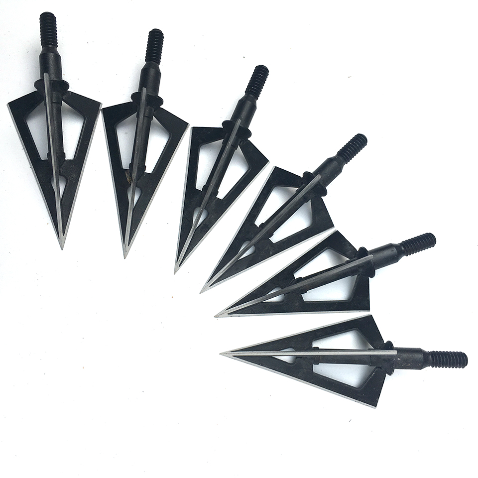 3/6/12/24/60pcs 100Grain Hunting Broadheads 3 Blades Arrowheads Black Tip Steel Arrow Point For Bow And Crossbow Arrow Head