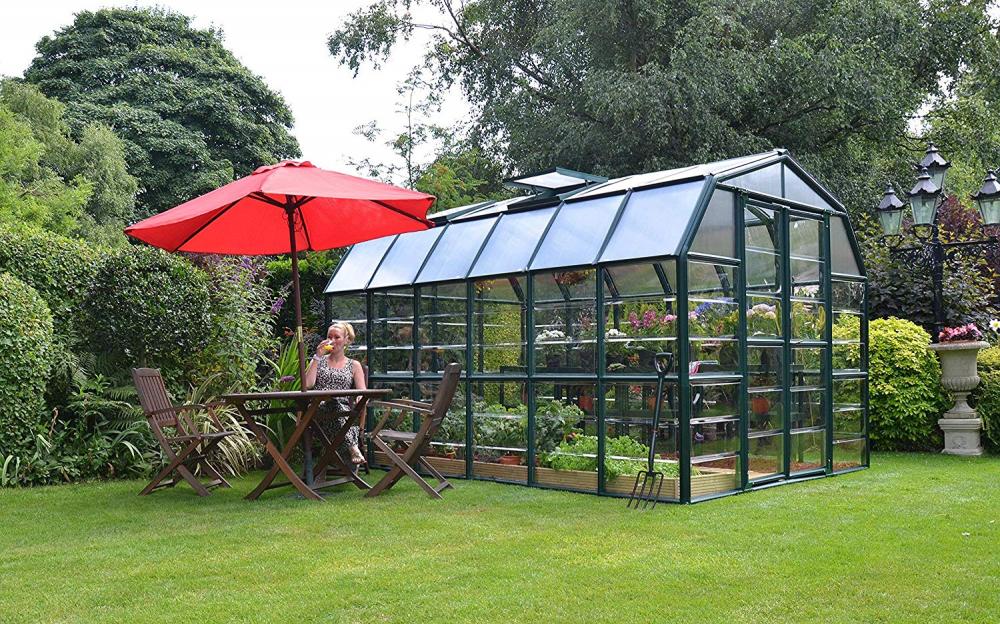 Aluminum frame greenhouse with pc roof glass garden