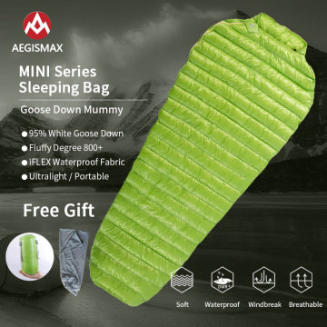 AEGISMAX Outdoor MINI Ultralight Adult Sleeping Bag 800FP Waterproof Nylon Fabric Camping Portable Three Season Goose Down