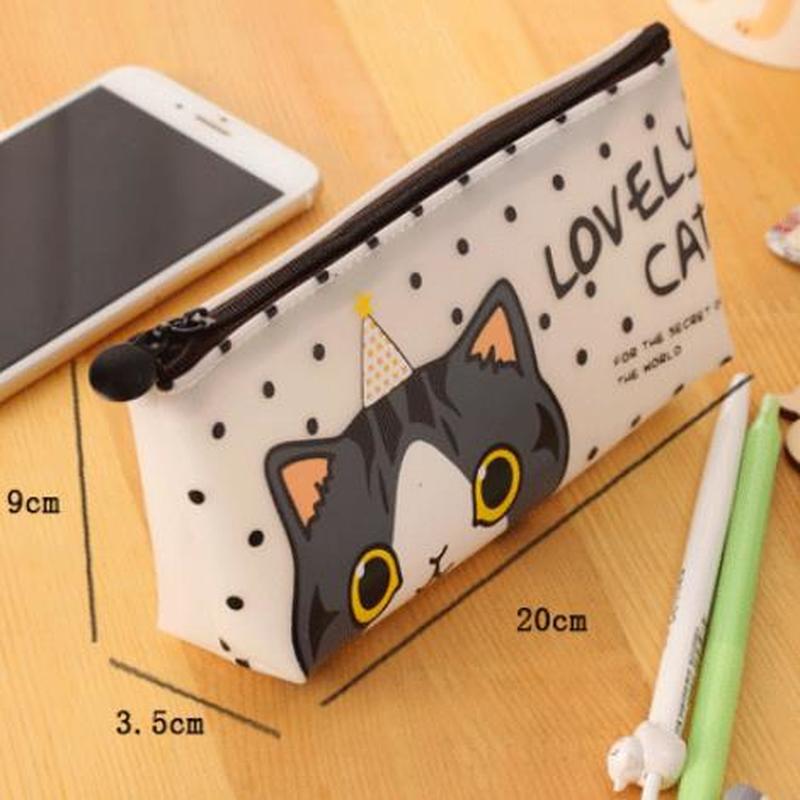 Pencil Pouch Cartoon Stationery Kawaii Simple Pencil Case Cute Cartoon Animal Kitten Pen Case Korean Bag School Supplies