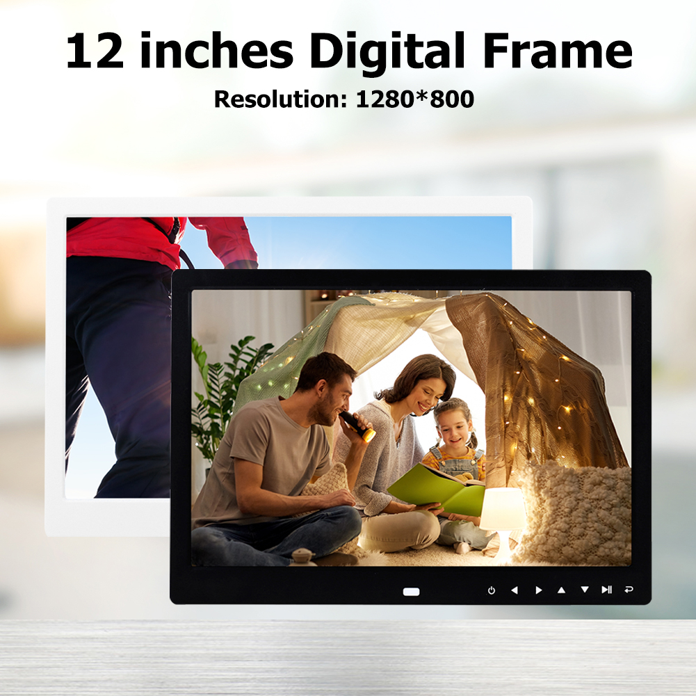 12inch HD Screen Digital Photo Frame 1280x800 LED Multi-Media Music Video Player Control Smart Picture Holder with Touch Button