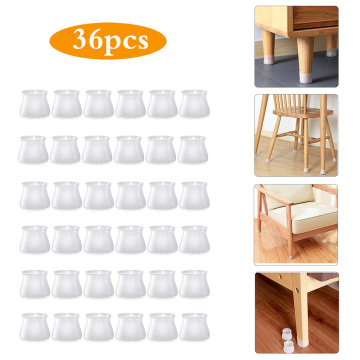 36pcs Round Silicone Table Chair Feet Cover Floor Protector Furniture Feet Anti-Scratch Protective Pad Anti-Slip Chair Leg Caps