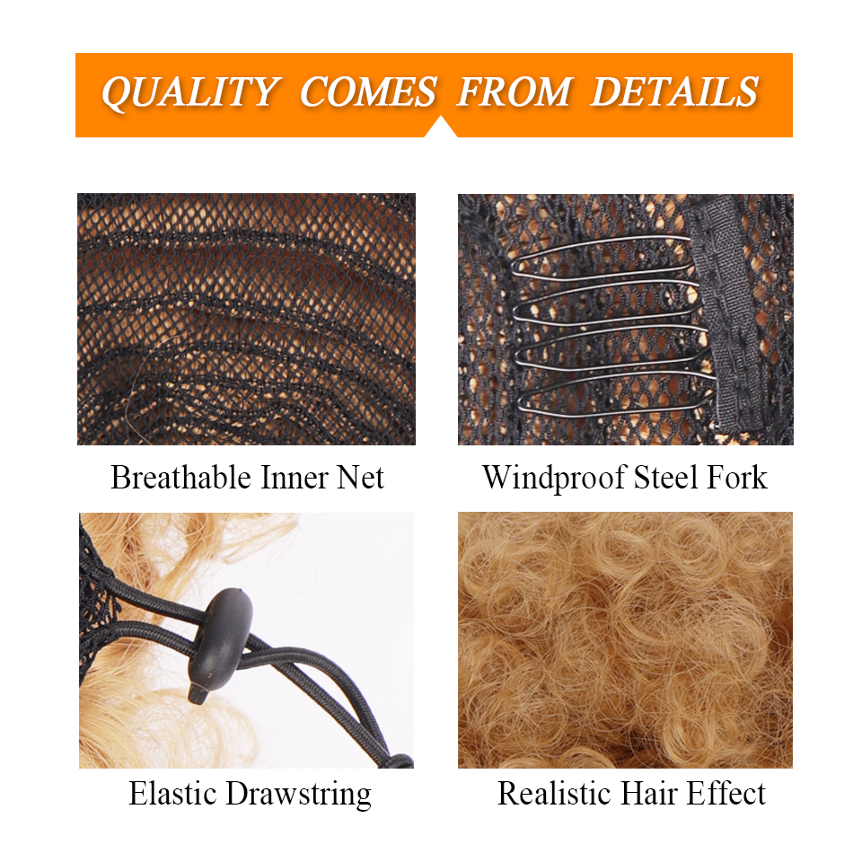 HUAYA Afro kinky Cruly Hair Bun Chignon Soft Fried Head Elastic Hair Synthetic Puff Drawstring Bun Accessories for Black Woman