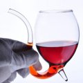 Creative 300ml 1Pcs Devil Red Wine Glass Transparent Cup Mug With Built in Drinking Tube Straw Water Cup for Home Bar Hotel