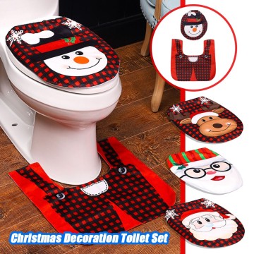 A Christmas Santa Decoration Toilet Seat Cover And Carpet Cover Combination New Year Xmas Toilet Cover 112