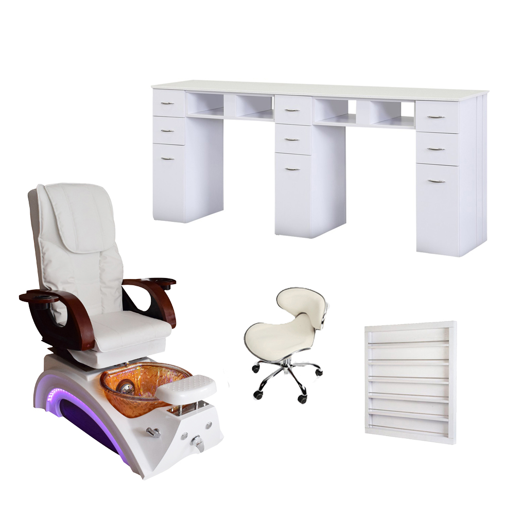 Doshower spa pedicure chair / bench / station / equipment with antique styled salon styling chairs