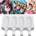 4 Cell Ice Cube Tray Silicone Ice Cream Molds Food Safe Popsicle Maker DIY Homemade Freezer Ice Lolly Mould Home Kitchen