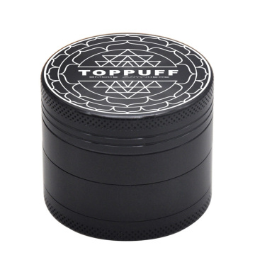 TOPPUFF Aluminum Herb Grinder 50MM 4 Piece CNC Diamond Teeth Metal Tobacco Grinders Black Spice Crusher