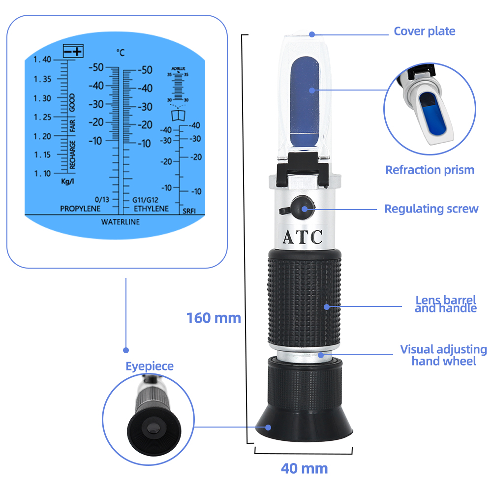 Universal Hand Held Automotive Engine Antifreez Refractometer Freezing Point Urea Adblue Battery Fluid Glass Water Tester Meter