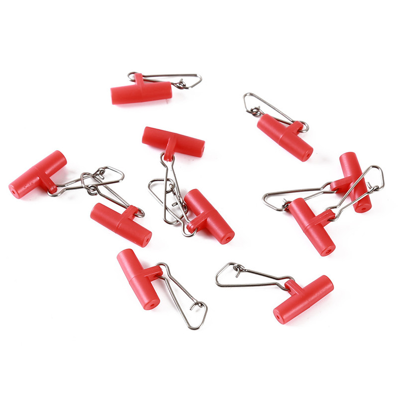 10pcs/set Fishing Sinker Slip Clips Blue Red Plastic Head Swivel With Hooked Snap Fishing Weight Slide Accessories