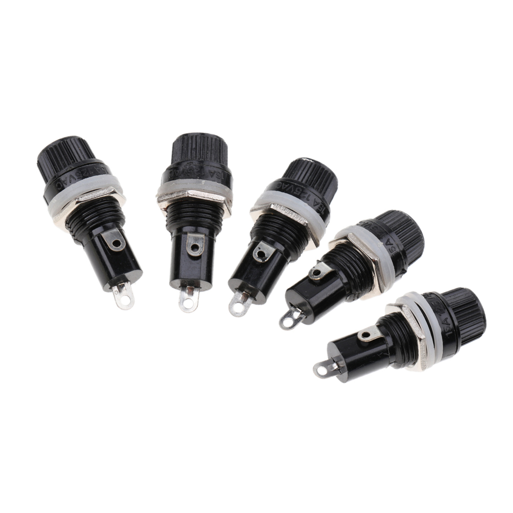 Plastic and Metal AC 15A 125V 10A 250V Screw Cap Panel Mounted Fuse Holder 5x20mm Fuse Holders