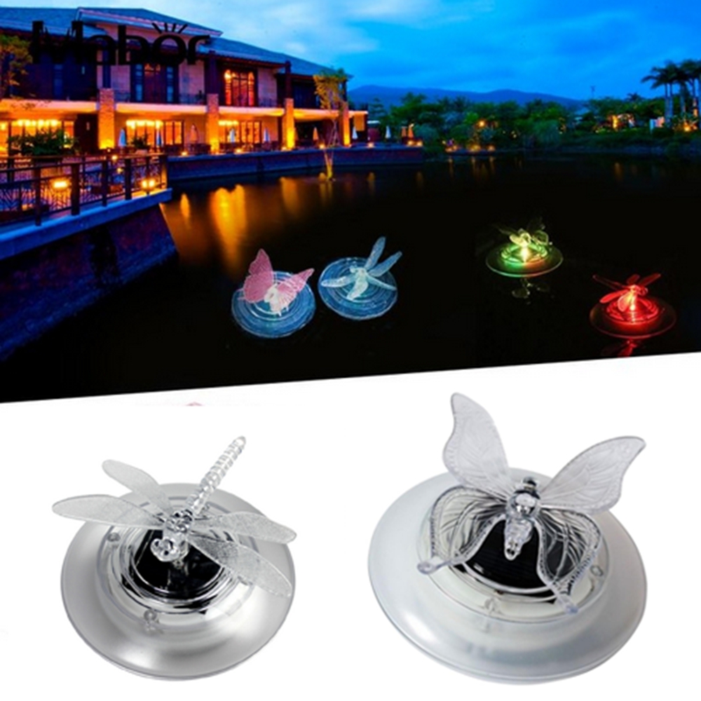 2020 Solar LED Float Lamps RGB Color Change Butterfly / Dragonfly Shape Outdoor Garden Swimming Fountain Pool Underwater Lights