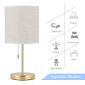 Metal Table Lamp with Linen Shade on Nightstand