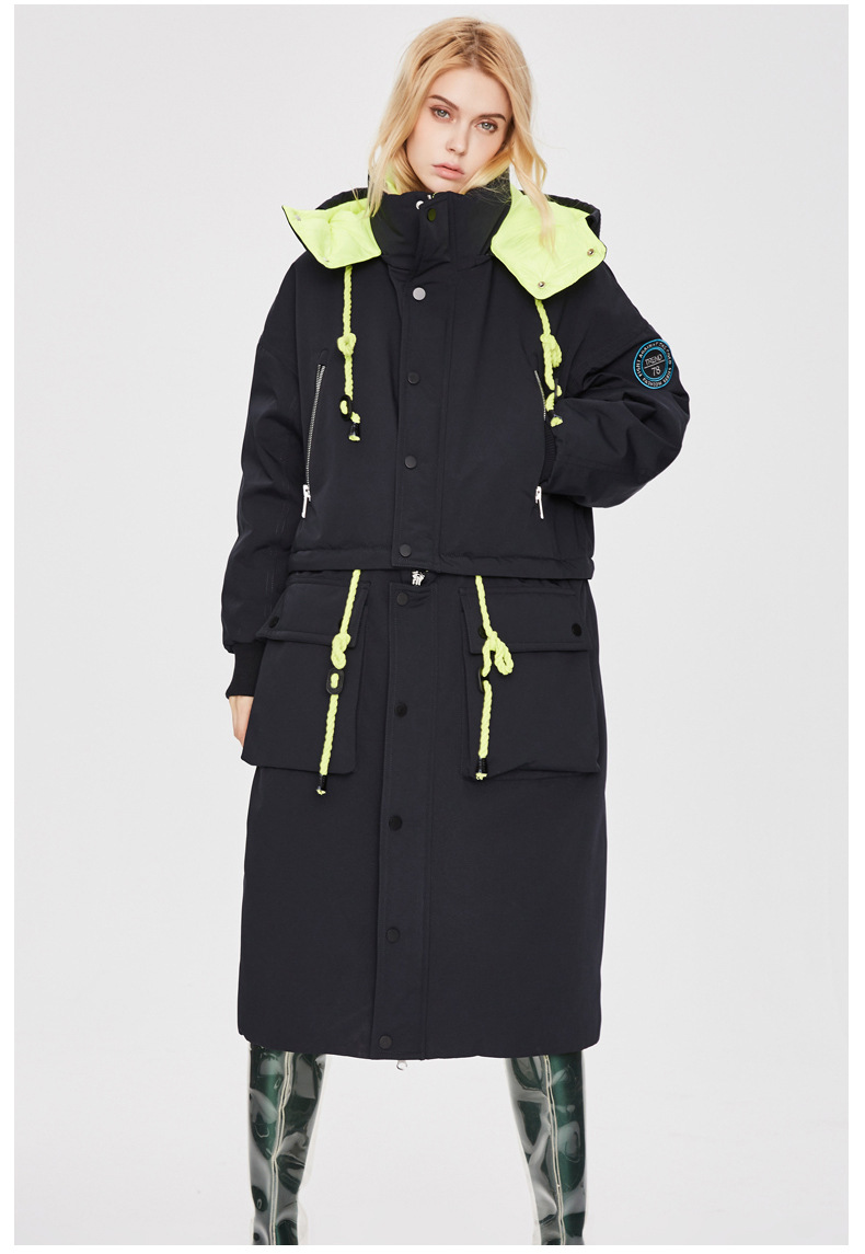 Contarst Color Long Parka Jacket