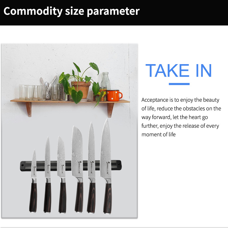 XYj 33CM Wall Magnetic Knife Spoon Storage Holder Chef Rack Strip Utensil ABS Metal Knife Block Kitchen Tool