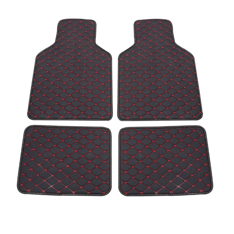 2021 New Universal Fit 4pcs PU Leather Car Floor Mat Waterproof Foot Pads Protector