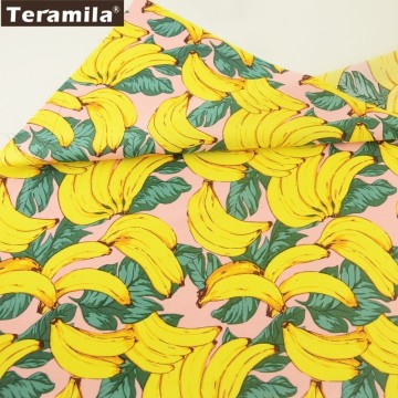 Teramila Cotton Poplin Fabric Sewing Quilting Fat Quarter Meter Printed Fresh Banana Design Chirdren's Cloth Crafts Soft Tissue