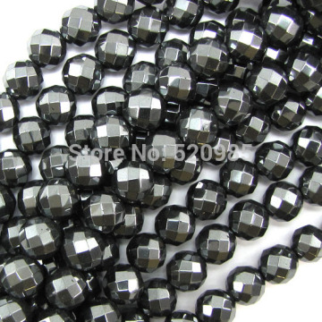 Free Shipping Natural Stone Faceted Black Hematite Beads 4 6 8 10 MM 16