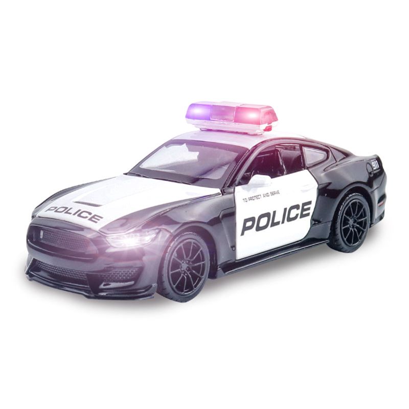 Friction Powered Police Car 1:16 Kids Plastic Toy Rescue Emergency Cop Vehicle with Lights