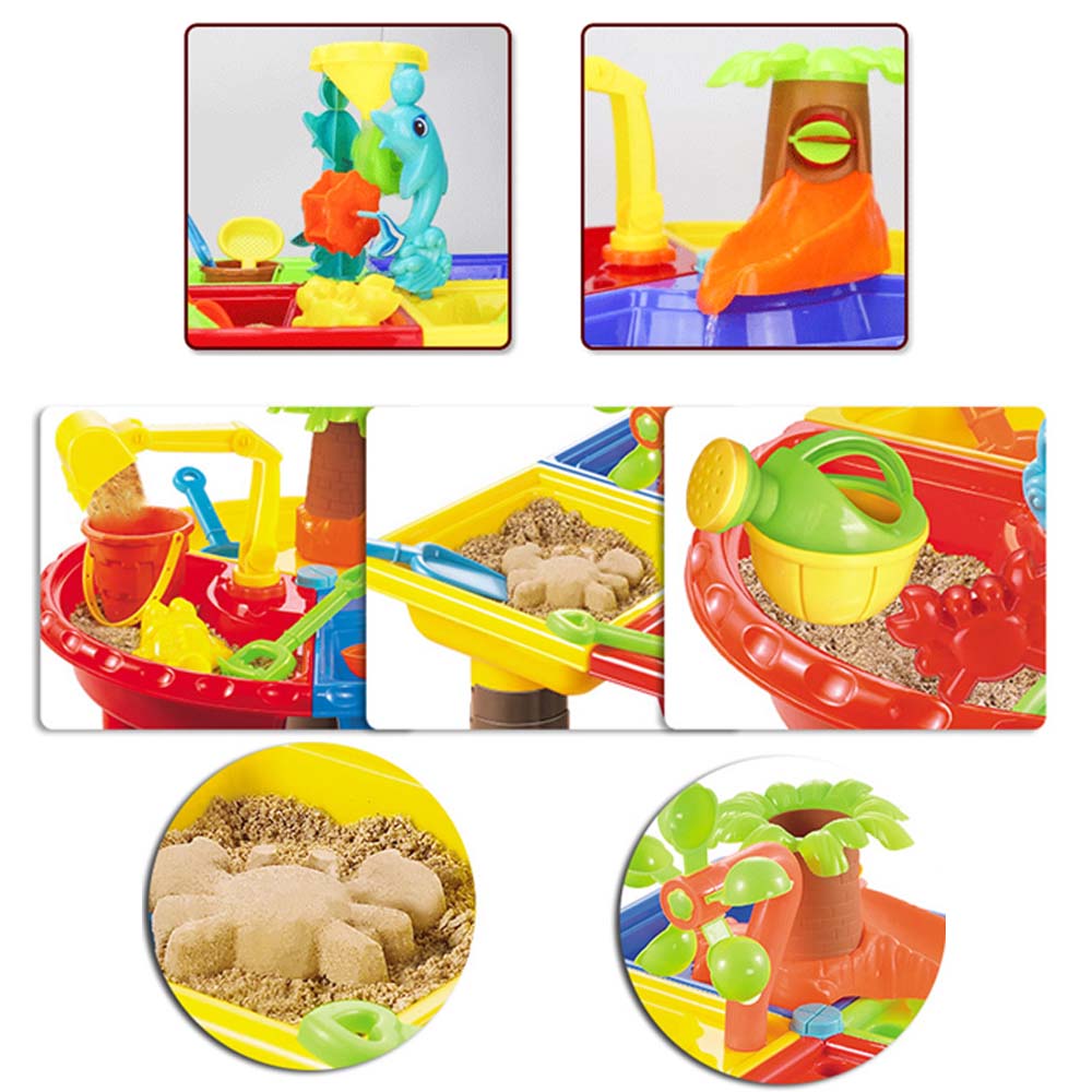 Kids Summer Outdoor Beach Sandpit Toys Sand Bucket Water Wheel Table Play Set Toys Children Learning Education Toy Birthday gift