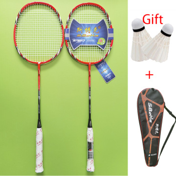 2pcs Professional Carbon Integrated Badminton Rackets Set with 2 Shuttlecock,Bronzing spray paint,Bag Packing,outdoor sports